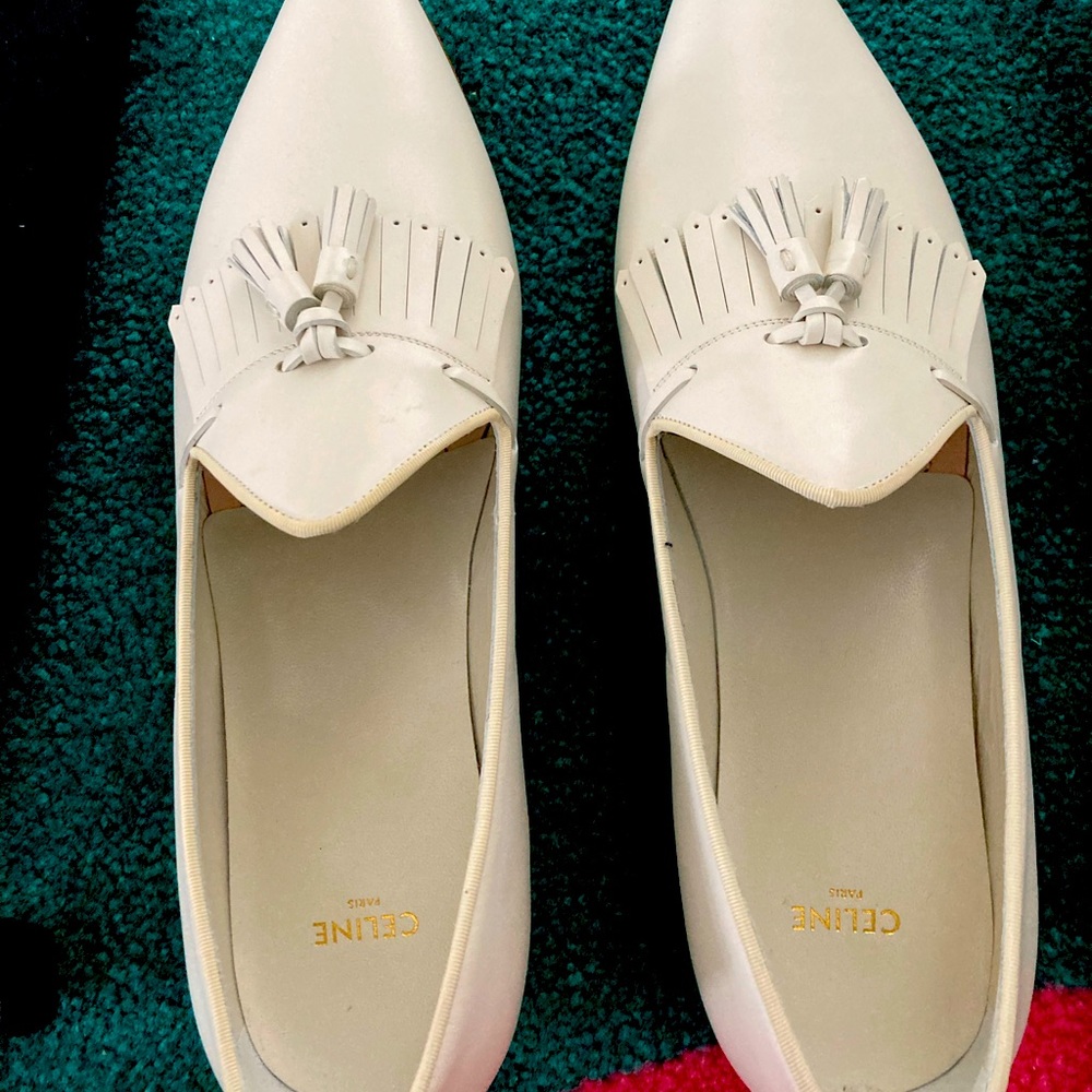 CELINE
Leather Tassel Accents Loafers
